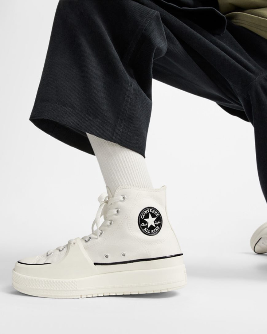 Tenisky Vysoke Converse Chuck Taylor All Star Construct Panske Biele Čierne | SK DLREQ2